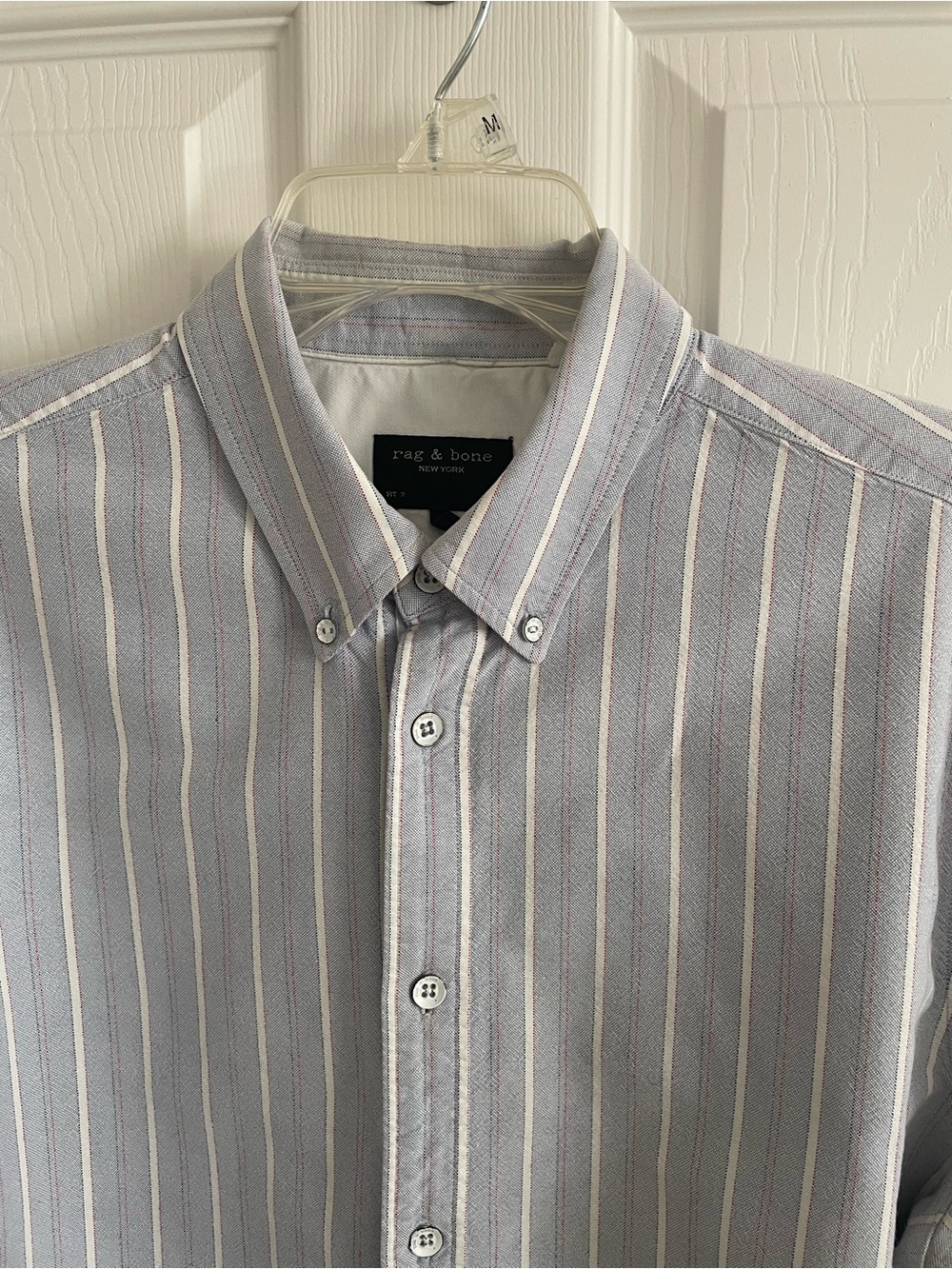 rag & bone Light Blue, White & Pink Striped Button-Down Shirt